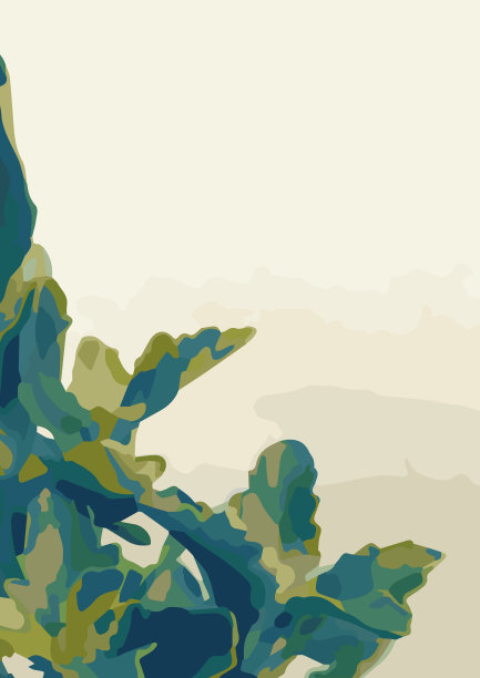 水彩树叶本子封面设计图片