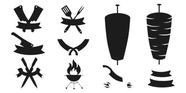 烧烤烤串店铺图标设计