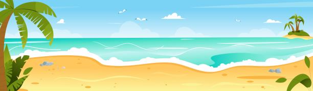 卡通海边度假阳光沙滩背景