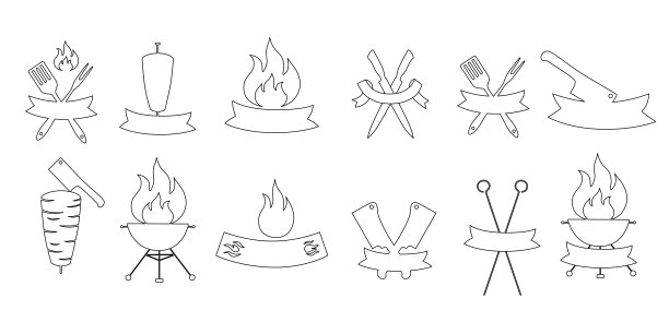 烧烤烤串店铺图标设计