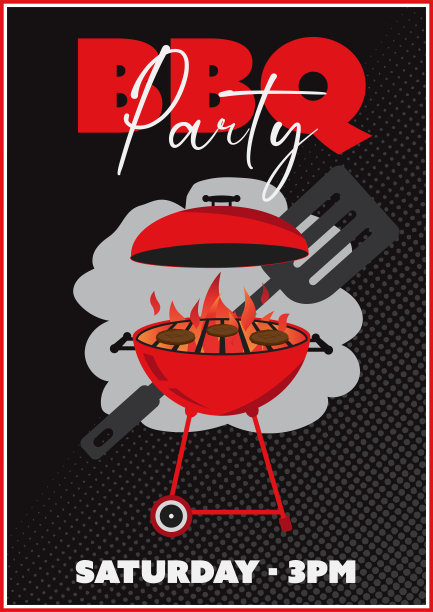 红色烧烤海报宣传单美食