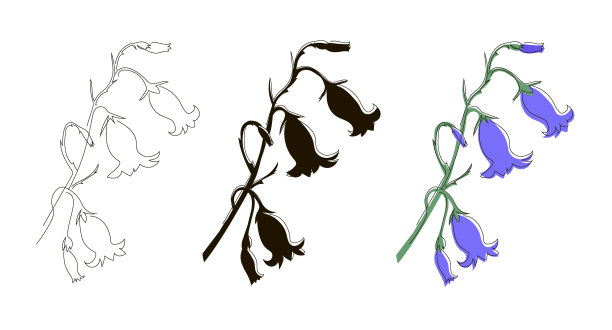 紫色花朵线条装饰插图