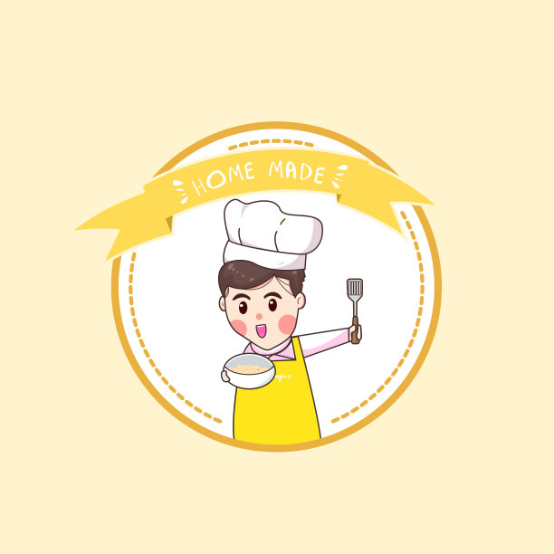 卡通面包烘焙师logo