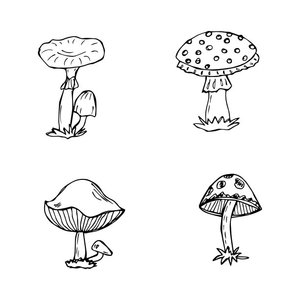 白底蘑菇极简标志设计