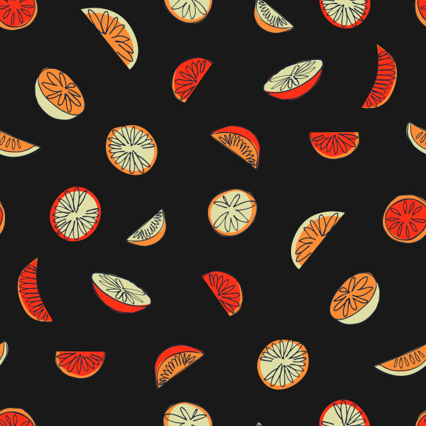 水果图案印花 西柚 橙子