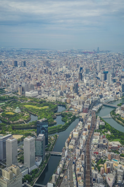 航拍日本大阪城全景