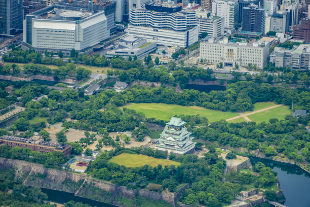 航拍日本大阪城全景