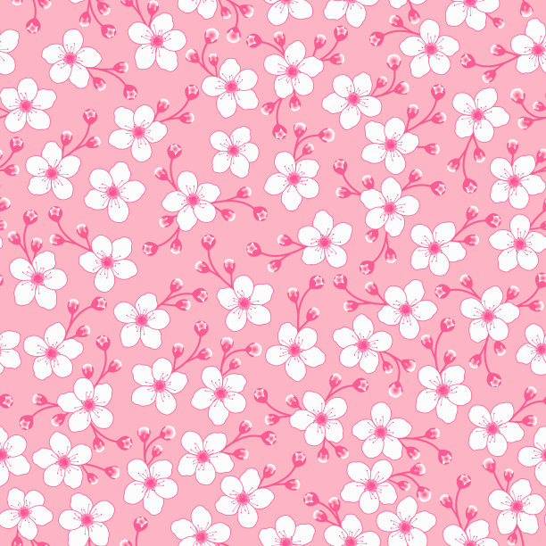 粉樱花循环图案背景壁纸