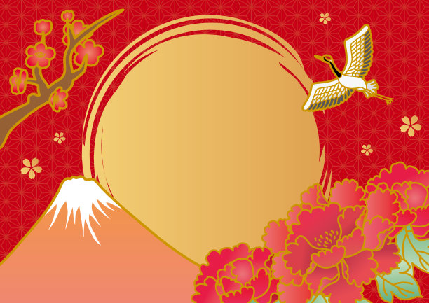 圆形中国风传统花鸟矢量图案