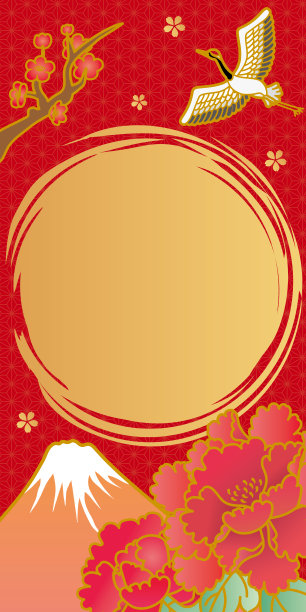 圆形中国风传统花鸟矢量图案