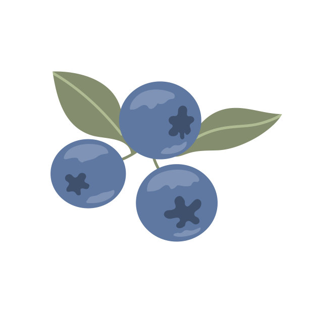 蓝莓木刻插画