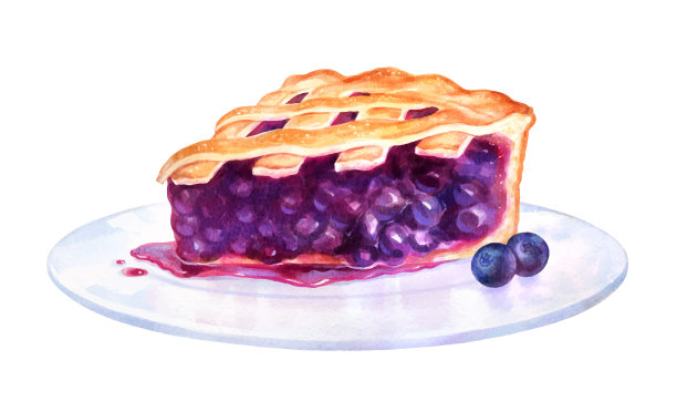 水彩蓝莓蛋糕