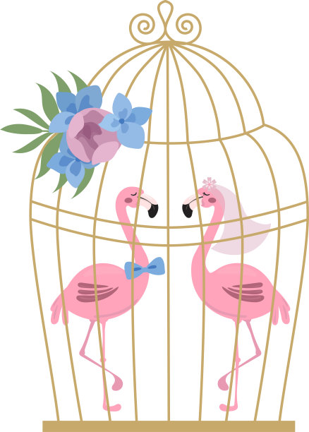 粉色火烈鸟婚礼背景设计图片