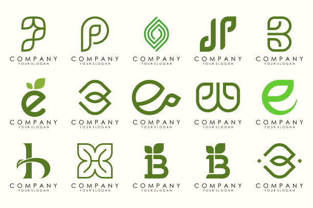 h字母叶子健康环保标志logo