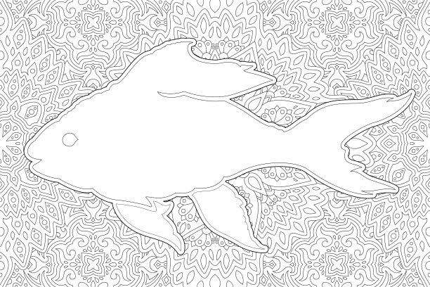 黑白剪影 矢量素材 图案 鱼