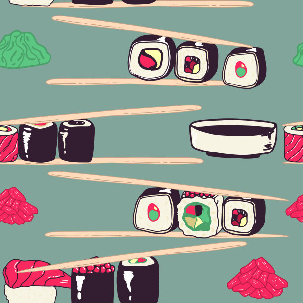 寿司卡通插画日本料理素材