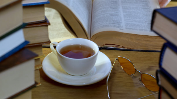 茶,杯,图书馆