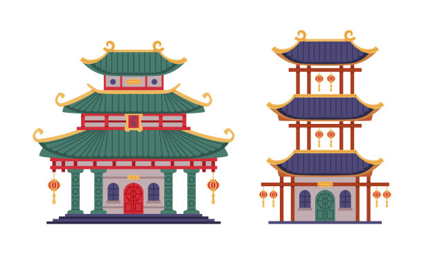 北京地标建筑中国风城市插画矢量