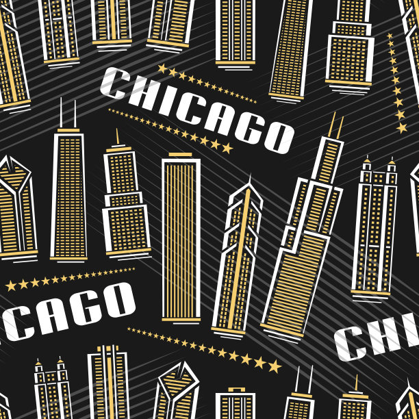 芝加哥天际线海报设计