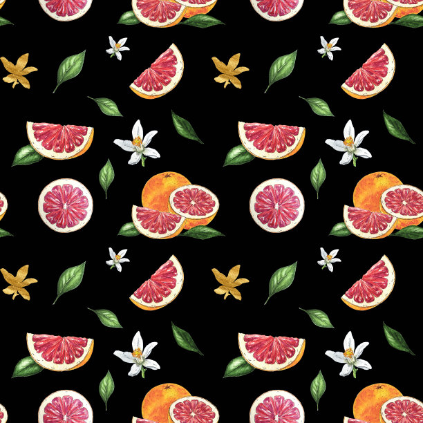 水果图案印花 西柚 橙子