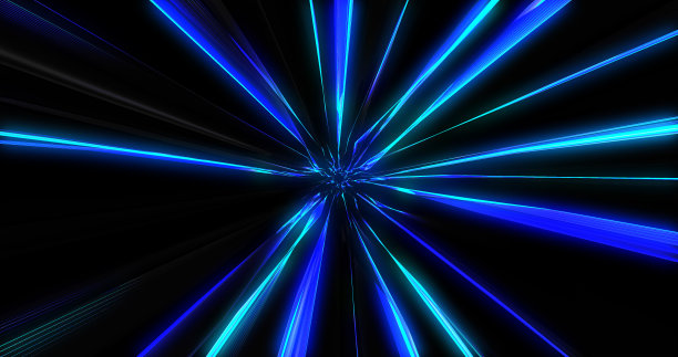 蓝色科技射线发光彩色速度线条