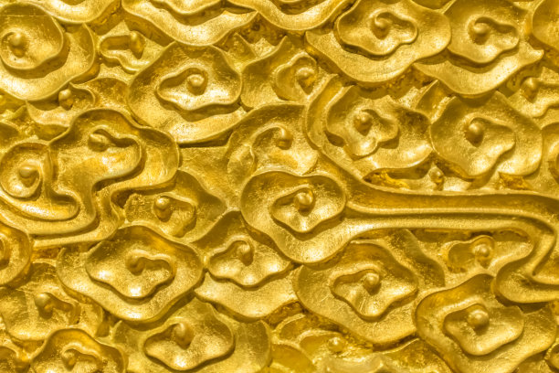 金黄色金属浮雕纹理背景