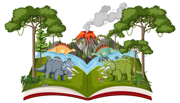 矢量书本森林动物世界