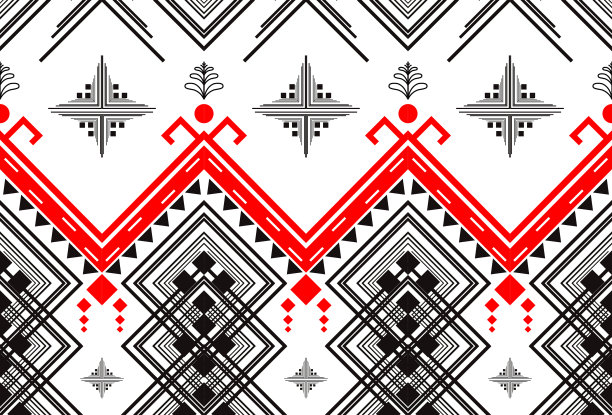 黑红几何地毯图案