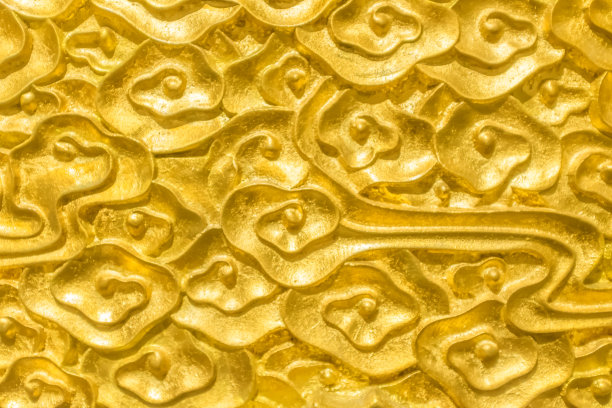 金黄色金属浮雕纹理背景
