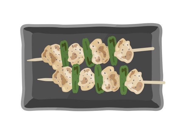 烧烤撸串美食插画图片