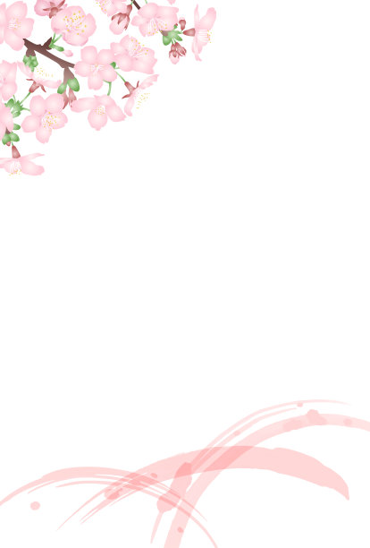 粉色花朵背景水墨线条