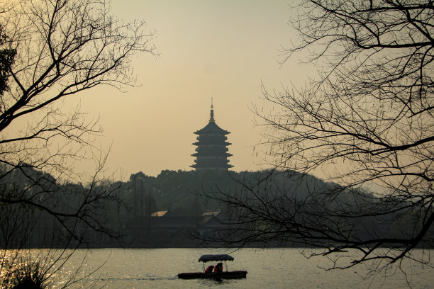 杭州地标杭州建筑杭州城市剪影