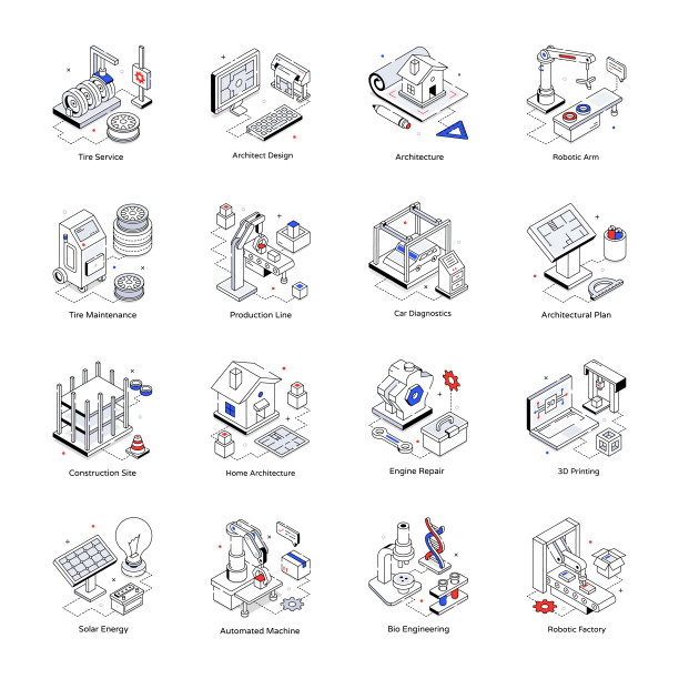 2.5d建筑医疗科技插画