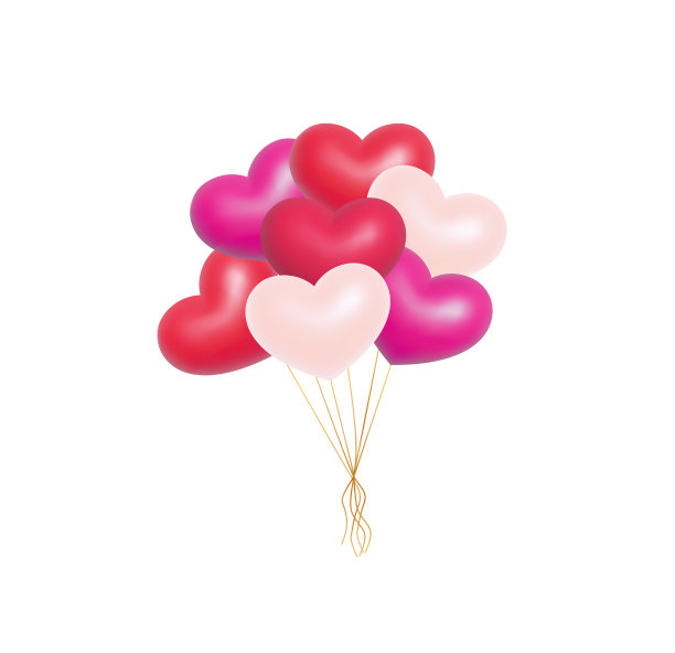 心形气球婚庆装饰元素3d