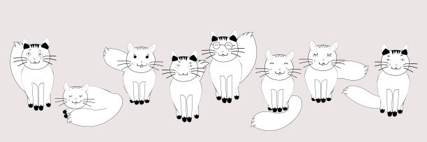 黑猫白猫卡通插画
