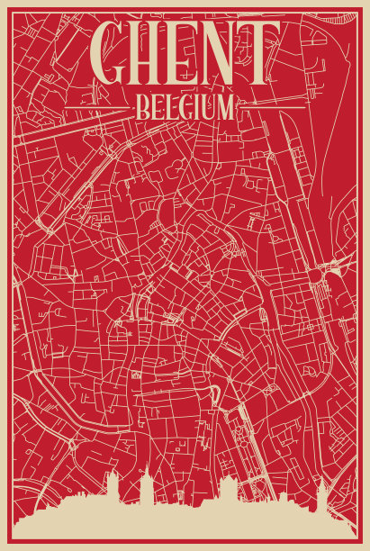 比利时天际线海报设计