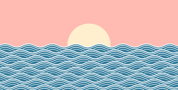 简约风格静谧海景插画