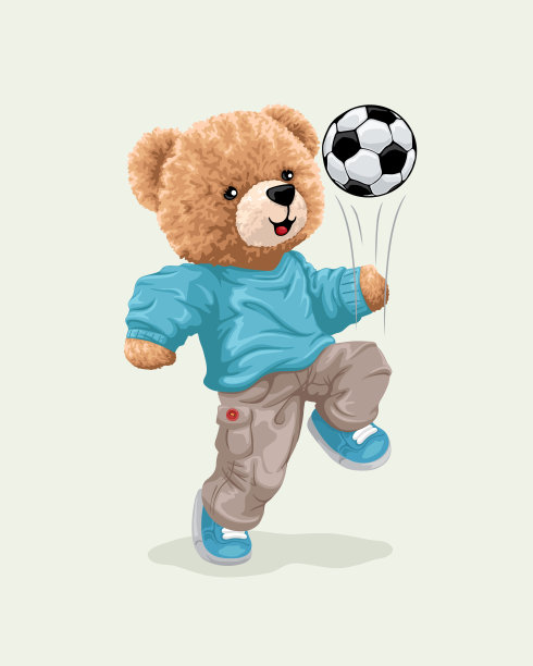 可爱小熊踢球