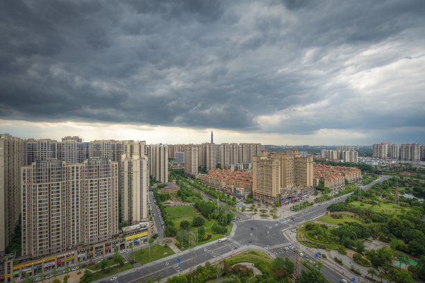 成都黄昏夕阳风光夜景