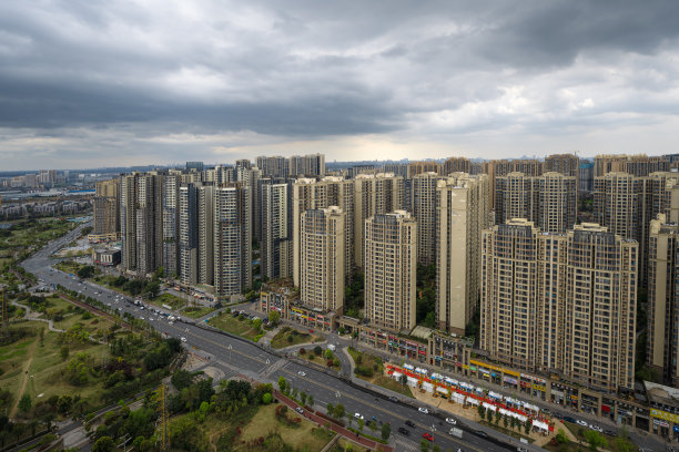 俯瞰成都市中区夜景