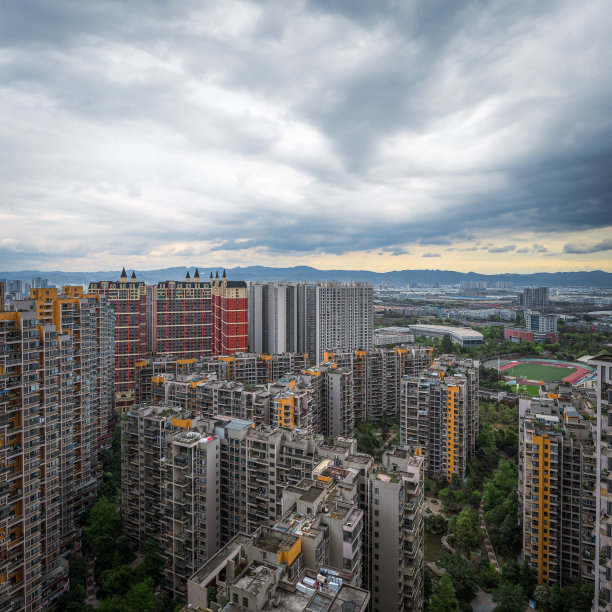 俯瞰成都市中区夜景