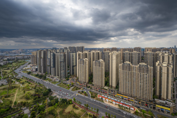 成都黄昏夕阳风光夜景