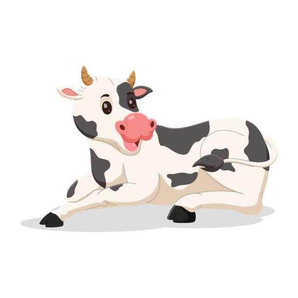 卡通风格的幼小的奶牛