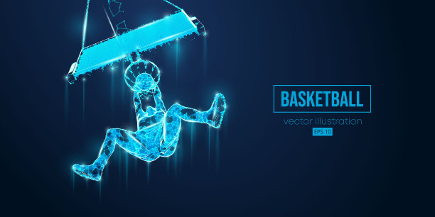 矢量男子篮球运动人物剪影设计