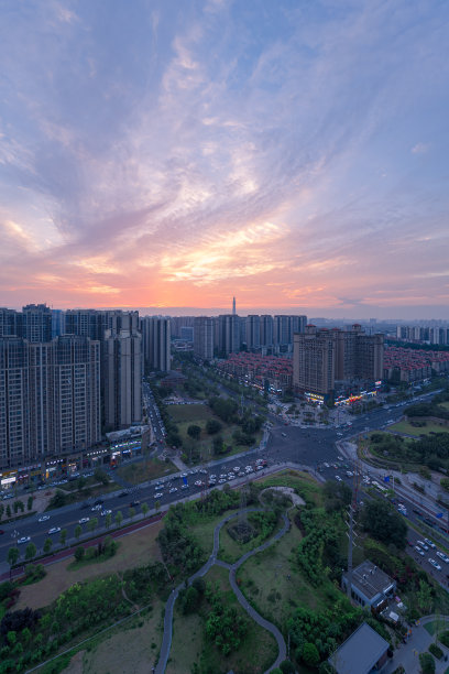 成都黄昏夕阳夜景