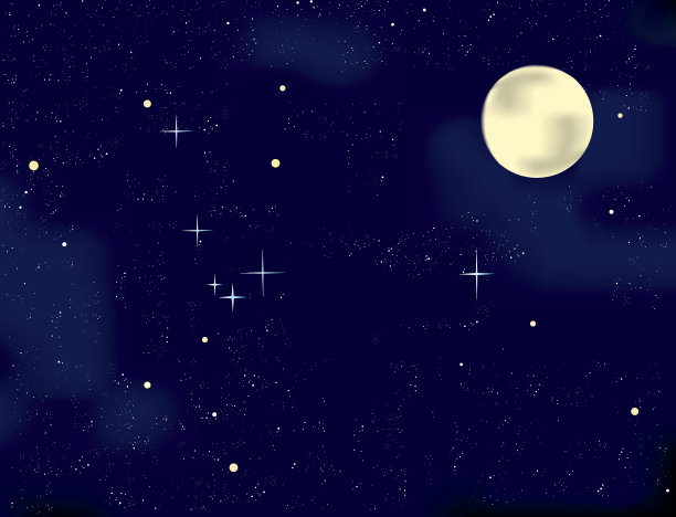 深蓝夜空月亮星星