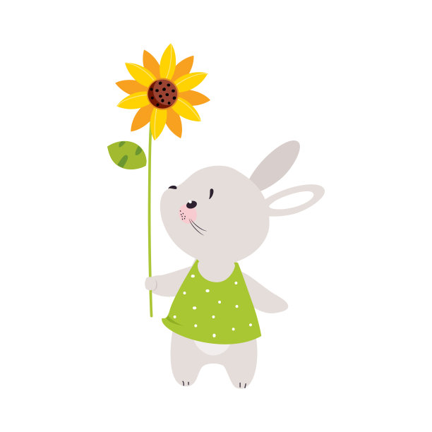 兔子向日葵卡通