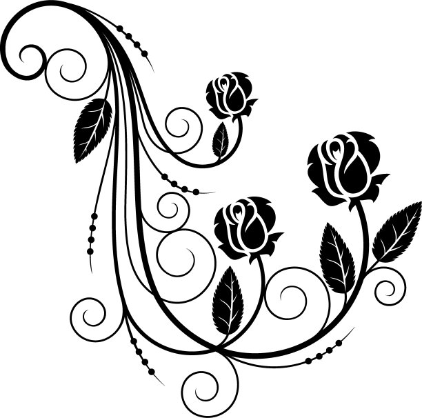 黑白花卉装饰图案