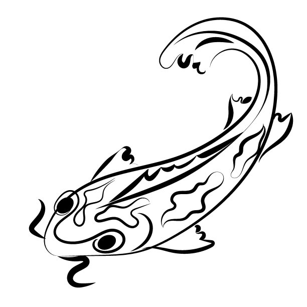 中式鲤鱼彩墨画
