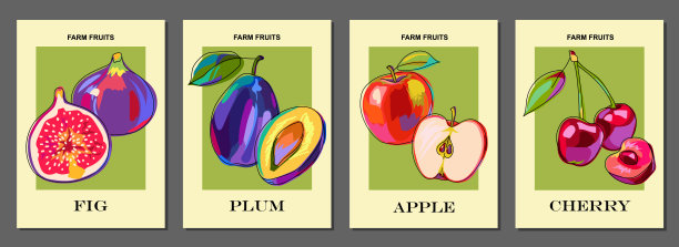 插图农产品水果樱桃包装设计模板